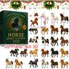 2025 Christmas Horse Adventure Calendar Blind Box with 24 Unique Horse Models 2D Flat Pendant for Horse Lovers