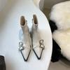 Fashion Designer Pointed Toe Women Ankle Boots Fashion Thick Heel Slimming Short Booties Autumn Winter Female Shoes 2024 New