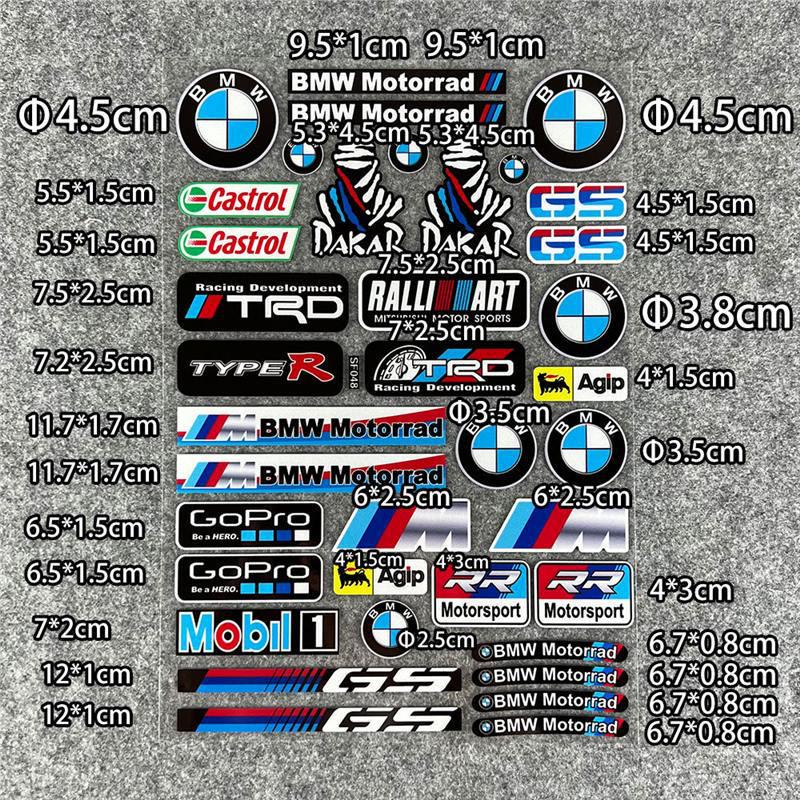 BMW Motorcycle Helmet Reflective Logo Decals for G310GS, S1000RR, 1200GS