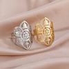 Dawapara Coexist Spiritual Symbols Adjustable Ring Good Luck Amulet Peace Unity Religious Dharma Wheel of Life Stainless Steel