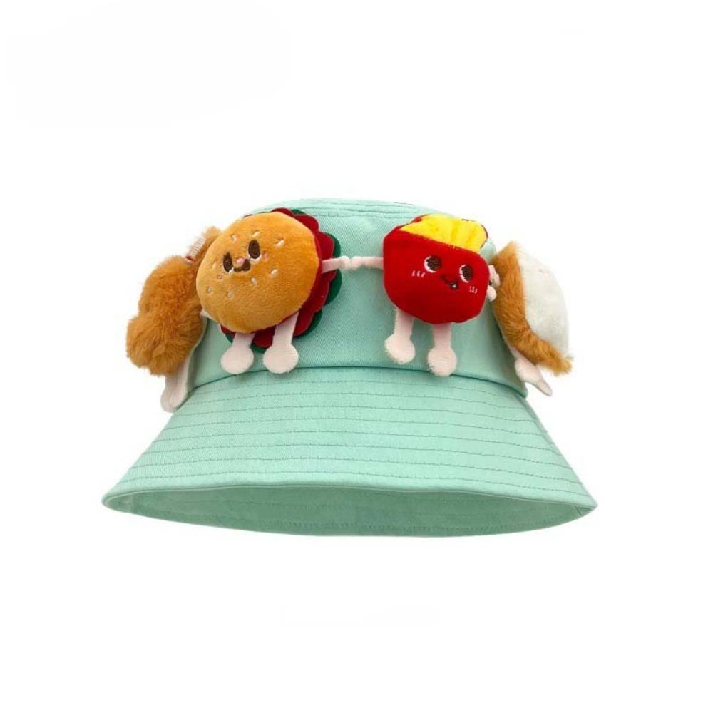 Breathable Sunscreen Basin Cap Adjustable Cartoon Sunshade Hat Cute Hamburger Fisherman Hat  Women