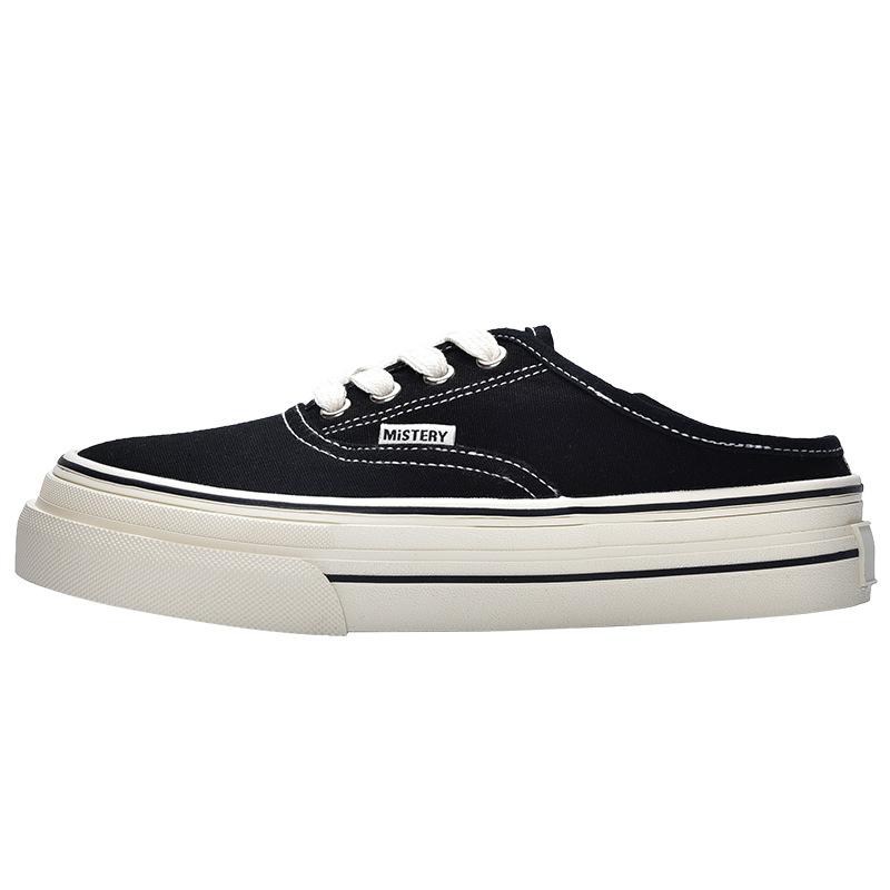 Half-drag canvas shoes women's 2025 new spring retro two-wear cloth shoes women's Hong Kong-style versatile board shoes ins tide