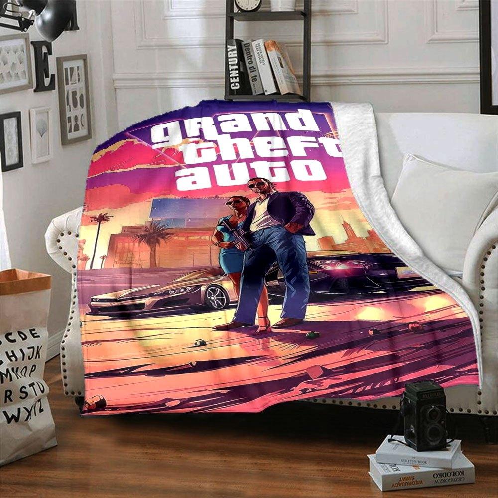

1pc Grand Theft Auto Soft Flannel Blanket with Designer Print - A cozy blanket for all seasons, perfect for the couch, bed, officeB18 80cmx120cm(31inx47in)