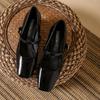 Fashion Mary Jane Shoes Vintage Mary Jane Leather Shoes with Light Mouth Single Shoes Women's Square Head Thick Heel High Heels