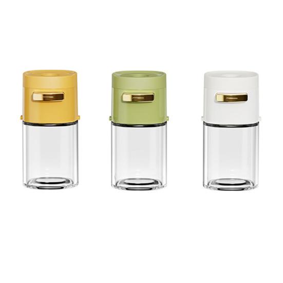 Glass Salt Dispenser with Portion Control Press-Type Shaker for Precise Salt Spice Dispensing 180ml Easy-Fill Wide Mouth Condiment Bottle