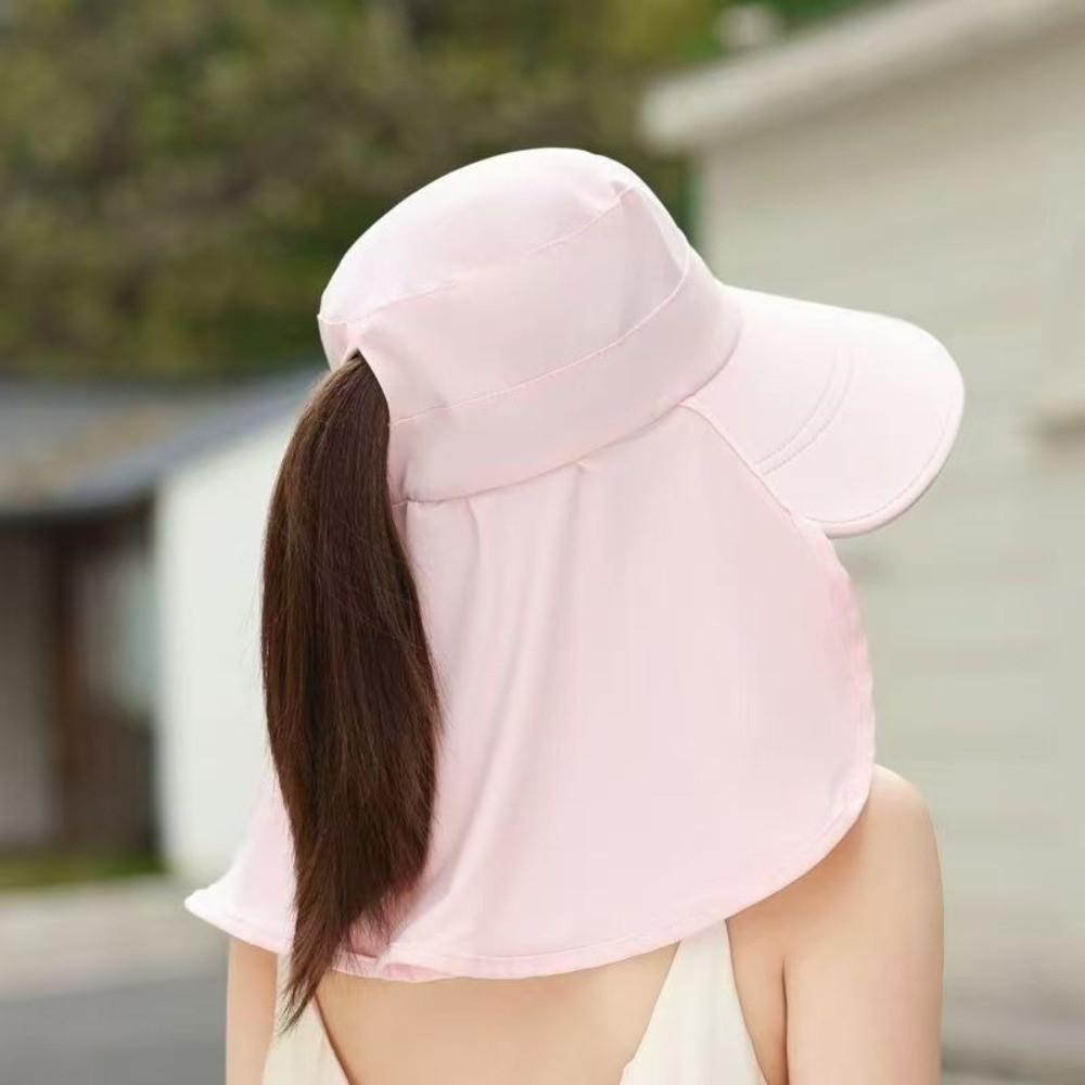 Wide Brim Foldable Shawl Hat Anti UV Adjustable Integrated Face Mask Fisherman Hat Sun Hat Large Brim Tea Picking Hat Gardening