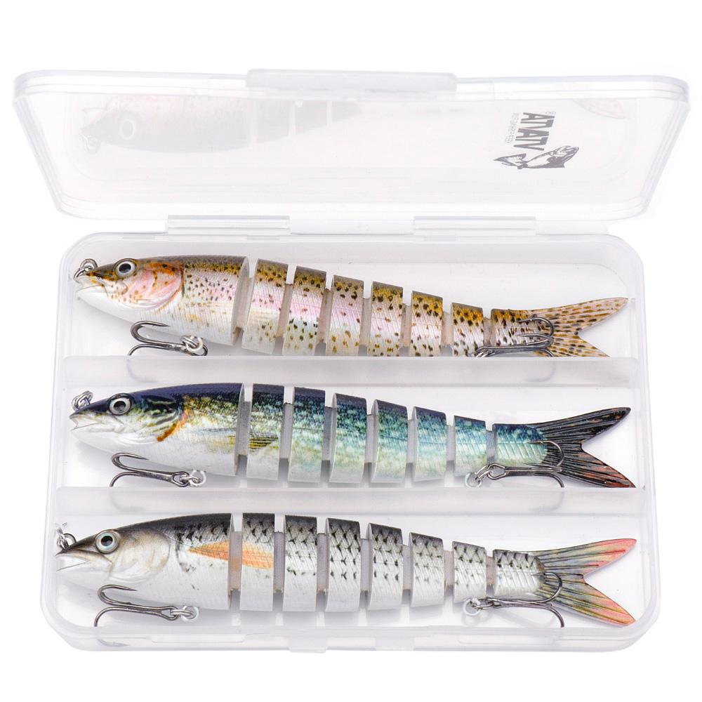Set of 3 Artificial Baits Kit 10cm 17g Sinking Swimbait Crankbaits Premium Wobbler Lures for Pike Fishing