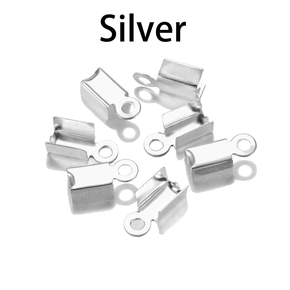 200 Stück/Los Hohlklemmen Kordelendkappen Schnur Band Leder Klemme Spitze Falz Crimp Perlenverbinder Für Schmuckherstellung DIY Zubehör