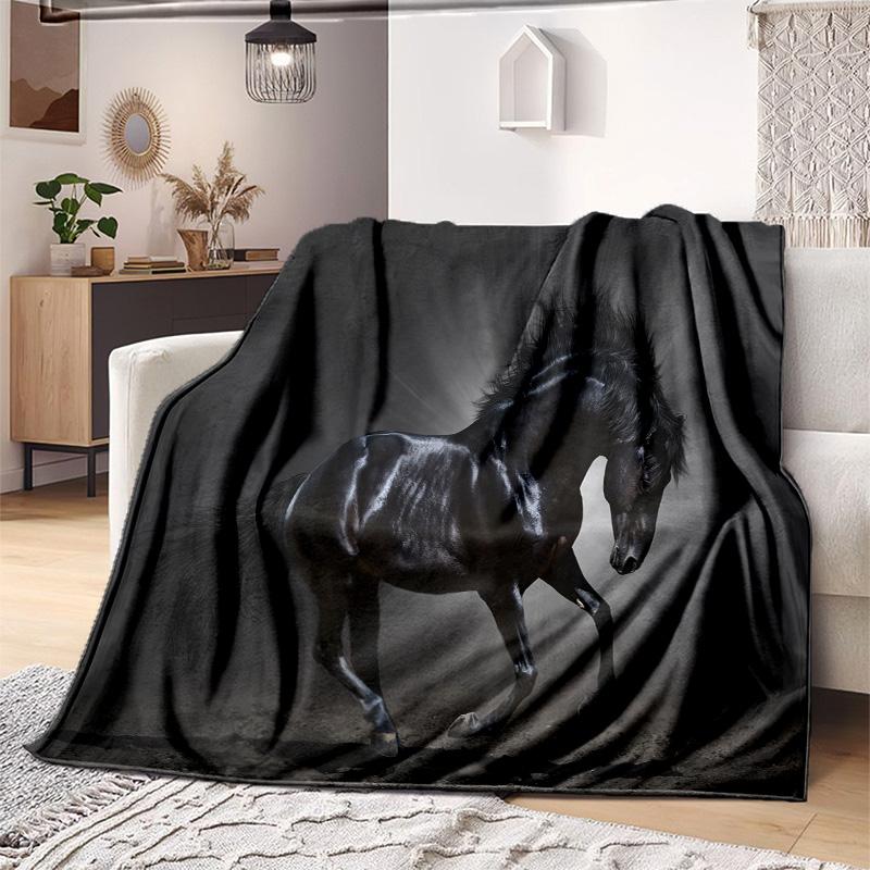 Horse Dark Blanket Suitable All Seasons Soft Comfortable Sofa Office Nap Travel Birthday Gift Christmas Present