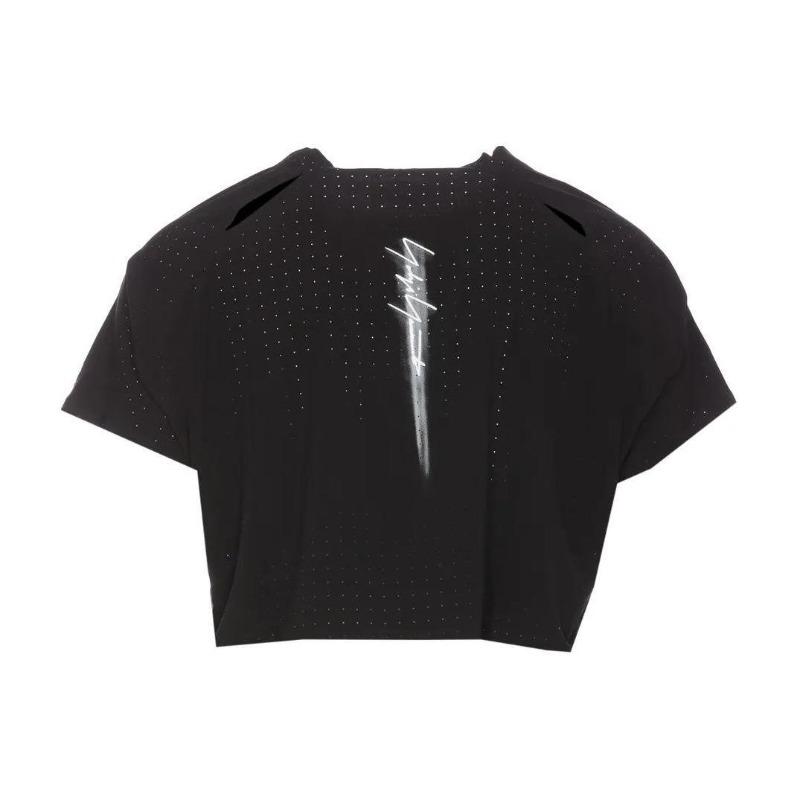 Y-3 Women's Logo Print Crew Neck Short Sleeve T-Shirt Black IR7096