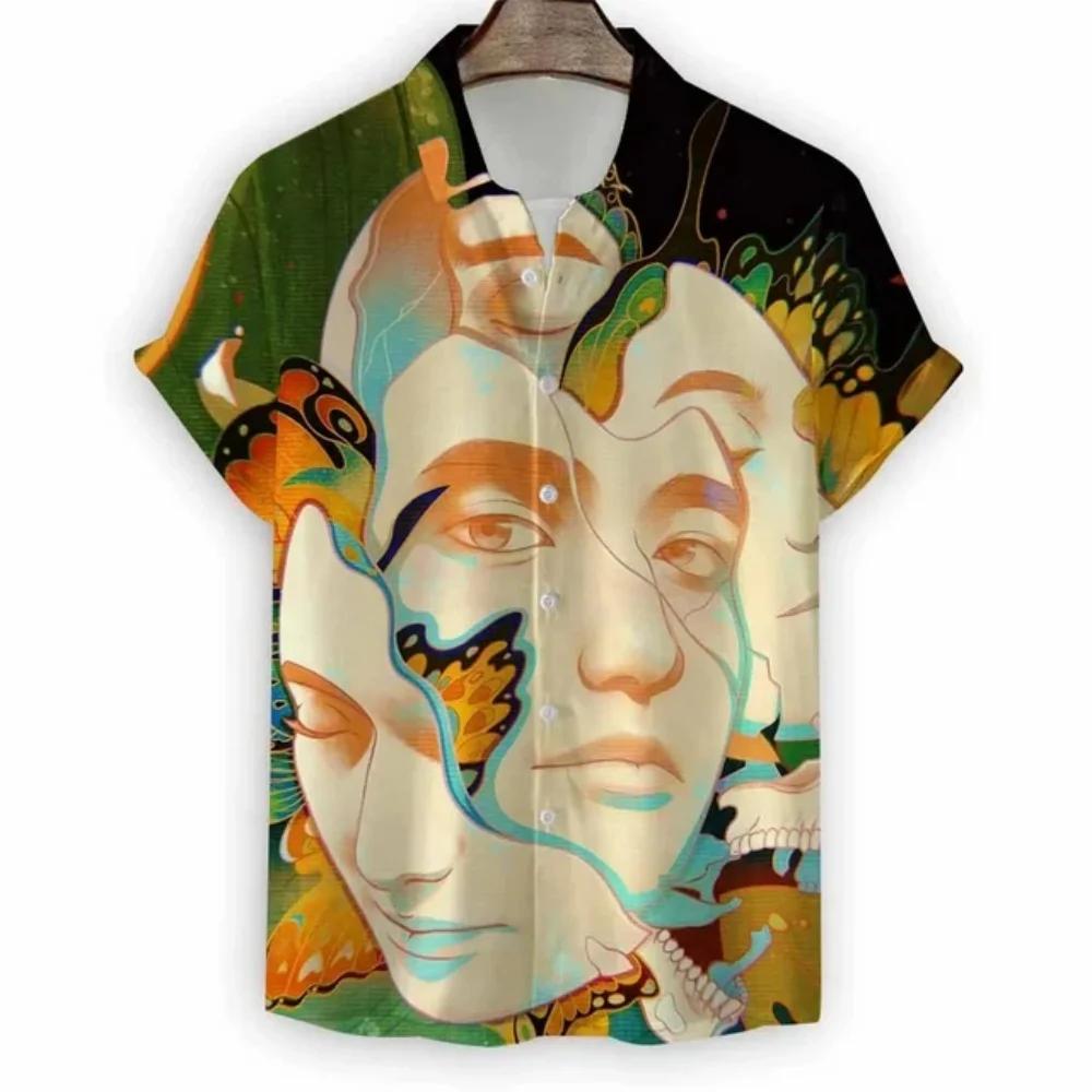 Modern Girls Pattern Print Men's Shirts Hawaii Short Sleeve Top Fashion Streetwear Casual Outdoor Men's and Women's Clothing Blouse