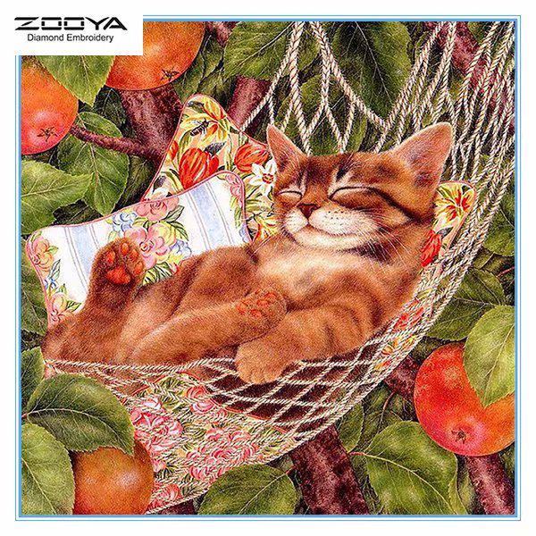 

ZOOYA DIY 5D квадратный горный хрусталь мультфильм собака и кошка Алмазная вышивка картина вышивка крестом домашний декор