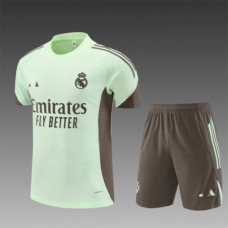 2426 Maglia Real Madrid Manica Lunga Mezza Zip Maglia da Allenamento Calcio Pre-Partita Maglia da Gara Tuta Adulto Manica Corta Bambino