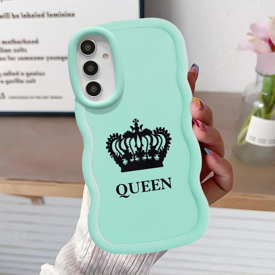Crown Queen King Letter Case for Samsung Galaxy A11 A13 A15 A12 A16 A14 A52 A21s Soft Phone Cover A22 A33 A23 A04 A03 A06 A53