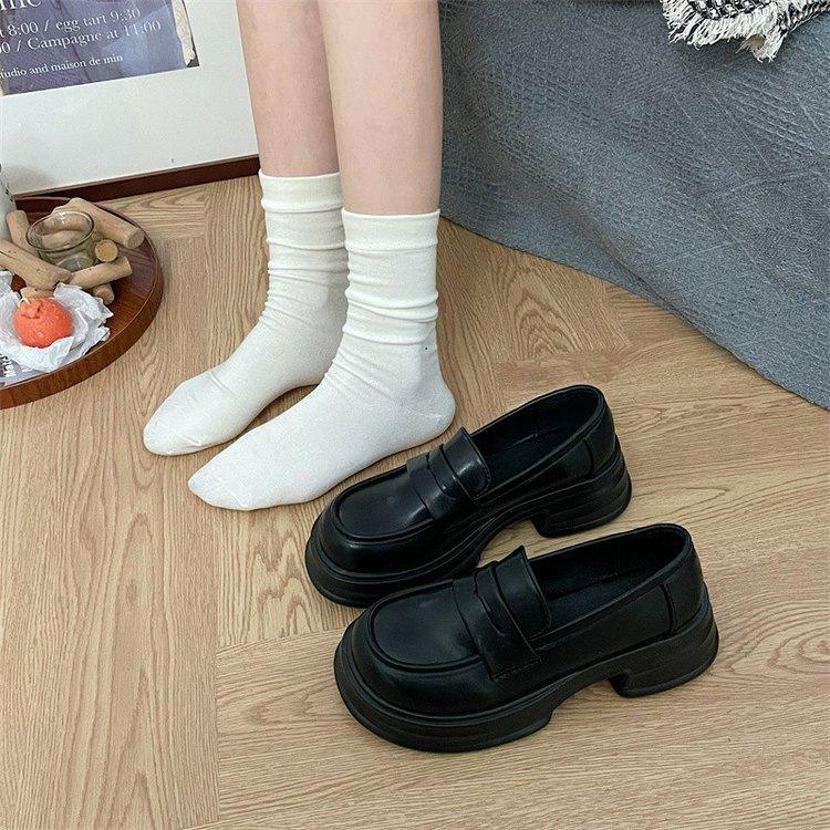 Japanese jk small leather shoes women's 2025 autumn retro British style black platform loafers new uniform single shoes