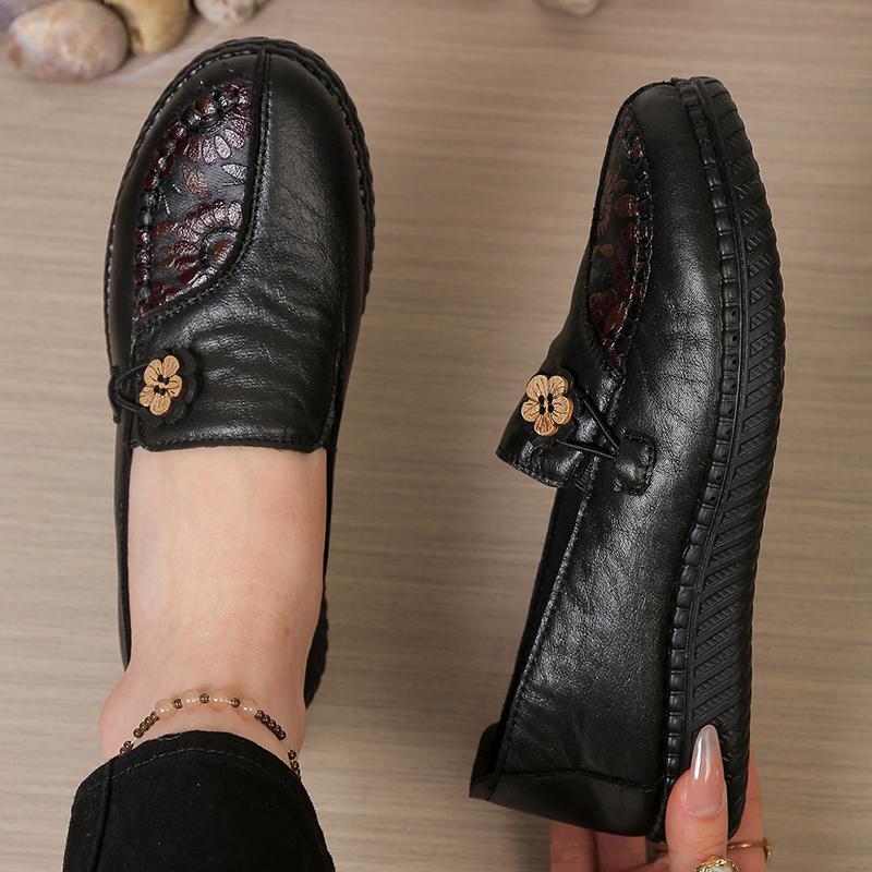 Style Ladies Loafers Ladies Leather Flat Shoes,simple and Classic Mom's Shoes Anti-slip and Comfortable,free Shipping
