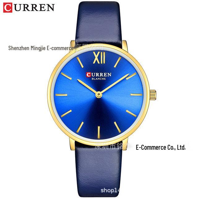 CURREN 9040 Women's Ultra-thin Waterproof Leather Strap Quartz Watch
