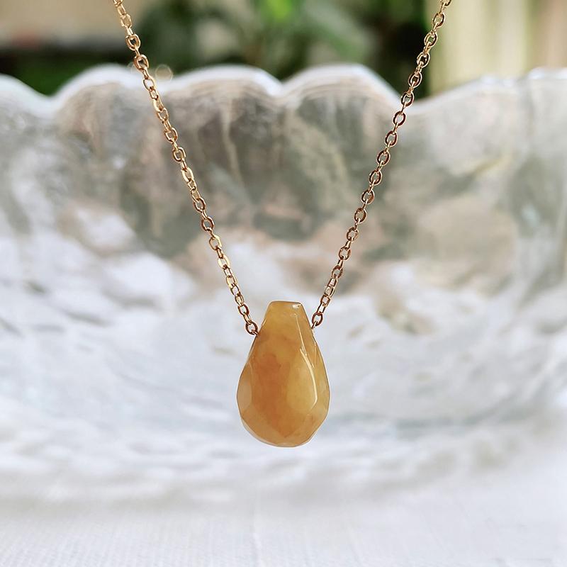 1pc Natural Stone Necklaces for Women Girls Cute Small Water Drop Pendant Stainless Steel Chain Choker Necklace Minimalist
