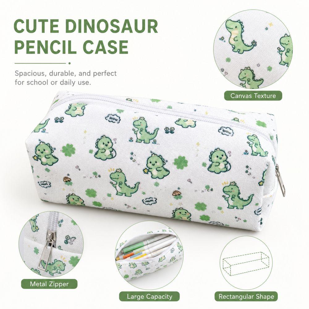 Metal Zipper Dinosaur Pencil Case Dinosaur Pattern Pen Storage Bag  Office Stationery
