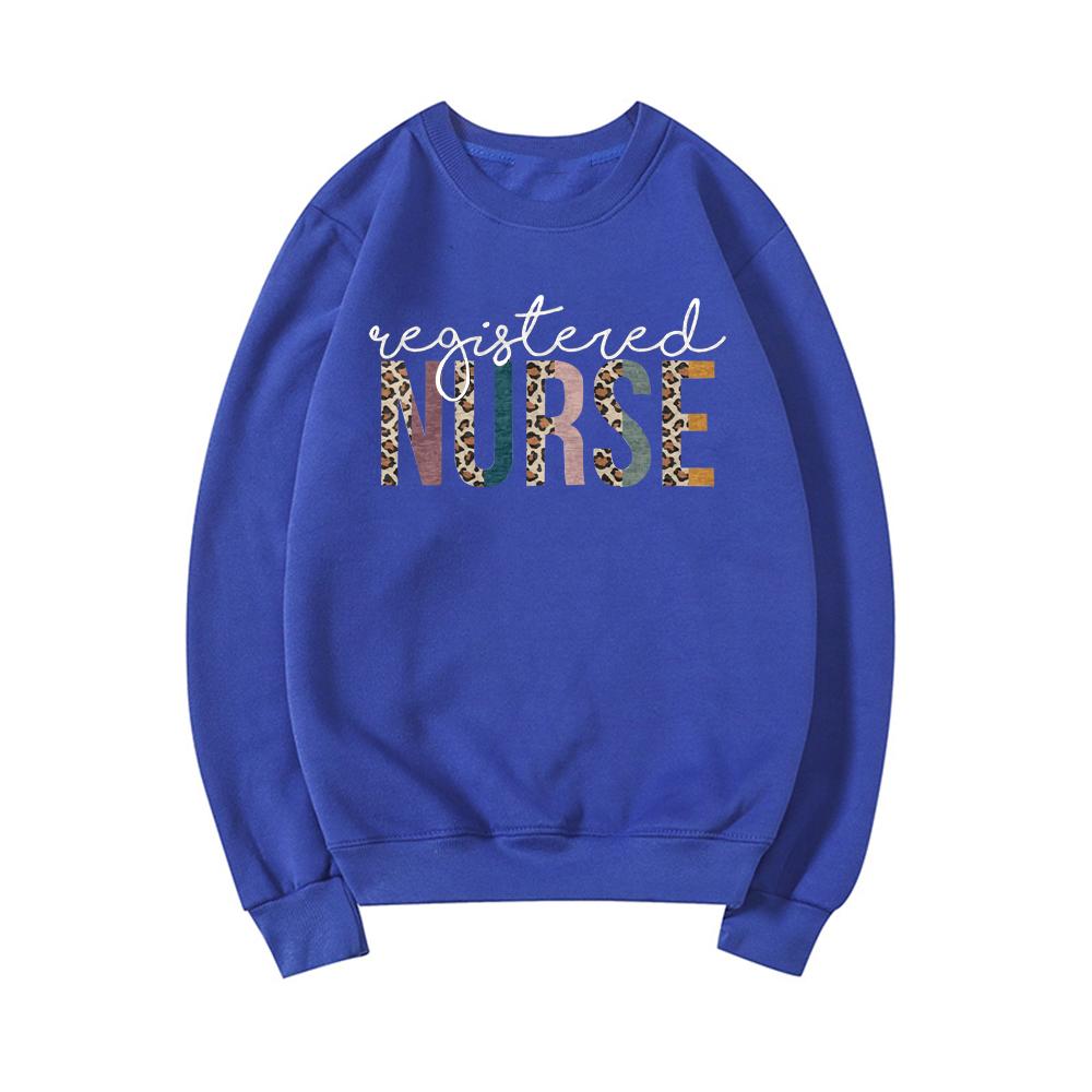 Registered Nurse Sweatshirt RN Shirt Gift for Student Nurse Leopard Unisex Crewneck Sweatshirts Nurse Life Hoodie Harajuku Tops