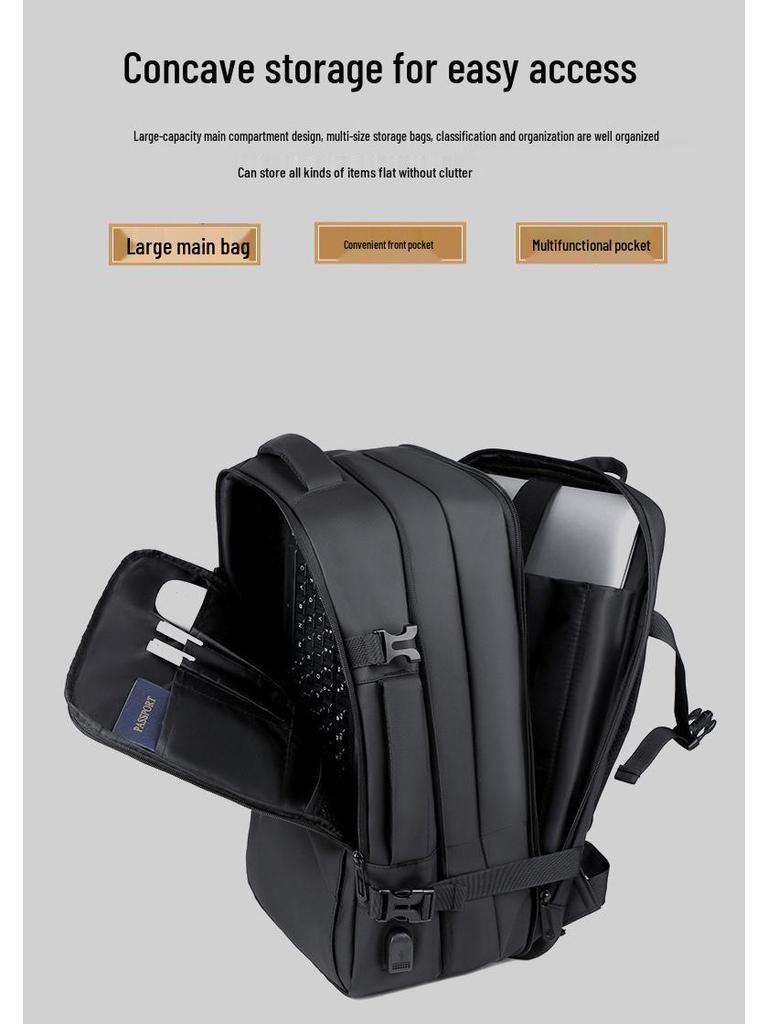 Men's Expandable Business Casual Backpack - Multifunctional, Large Capacity for Commute and Travel