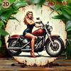 Vintage Metal Airplane Pinup Girl Round Wall Sign Home Garage Bar Decor