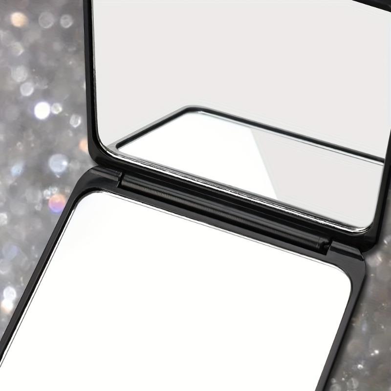 1PC Sparkling Rhinestone Portable Folding Makeup Mirror - Dual-Sided Square Design for Purses & Handbags, Make Up Mirror