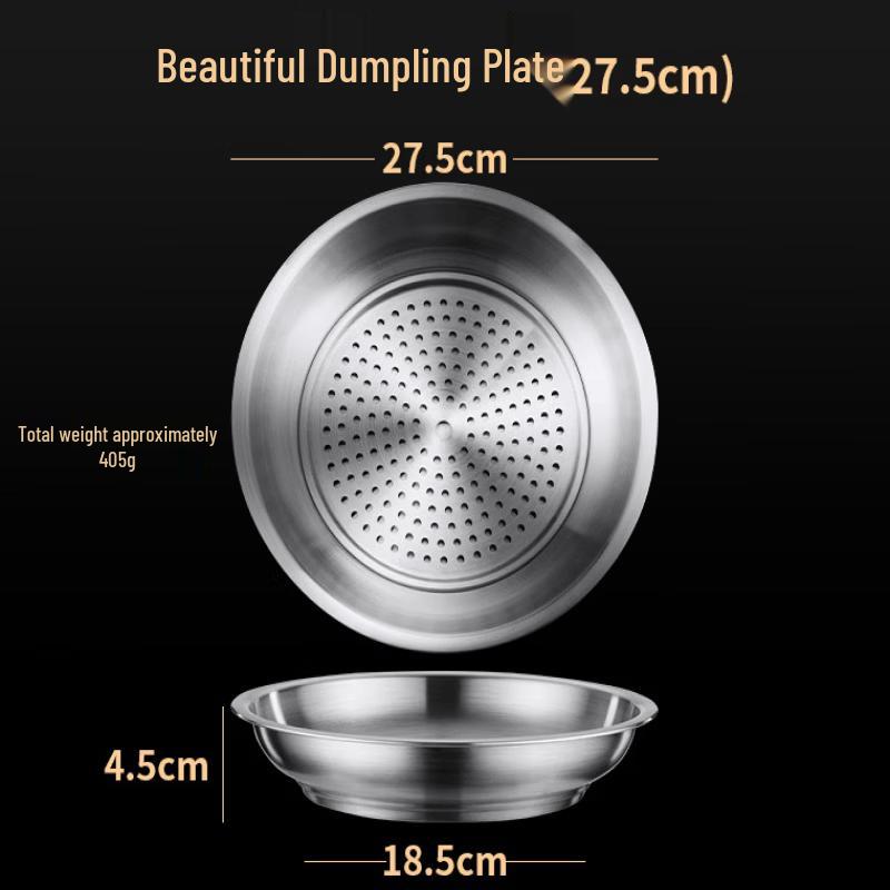 ZISIZ Stainless Steel Dumpling Plate with Drainer