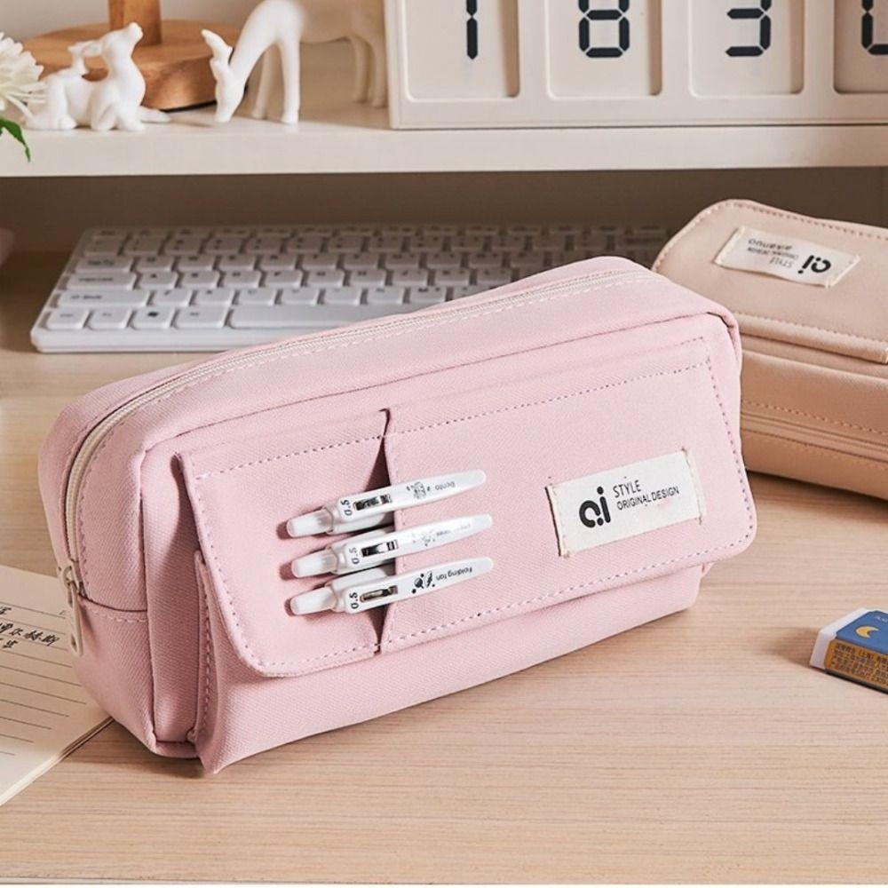 Flip Style Student Pencil Case Large Capacity Gel Pen Organizer Kawaii Simple Pencil Pouch  Kids