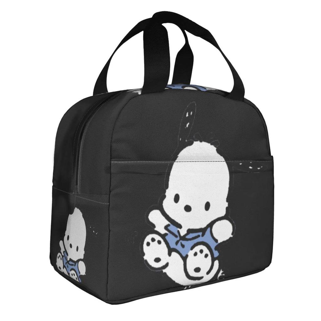 Pochakko Insulated Lunch Bag with Clasp Bento Cooler Bag with Soft Cooler Bag Closure, Black, Box, Insulated, Zipper, Compact, Bag, Tote/Eco