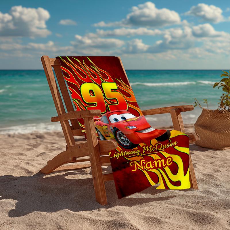 Custom Name Ultra-Soft Beach Towel with Cars Theme,Ideal for Pool - Camping, Diving - Perfect Travel Essential, Vibrant Beach Towel.