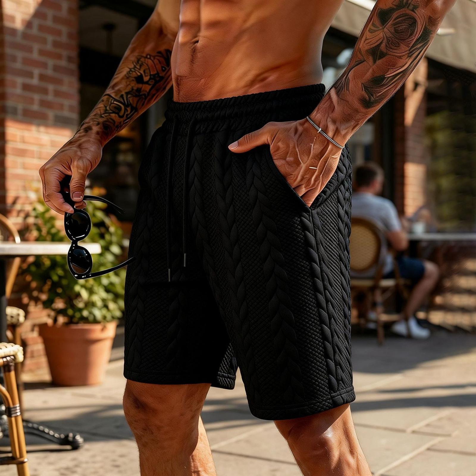 

Men s Short-pant Knitted Fabric Drawstring Pockets Five-inch Midriff Pants S чёрный