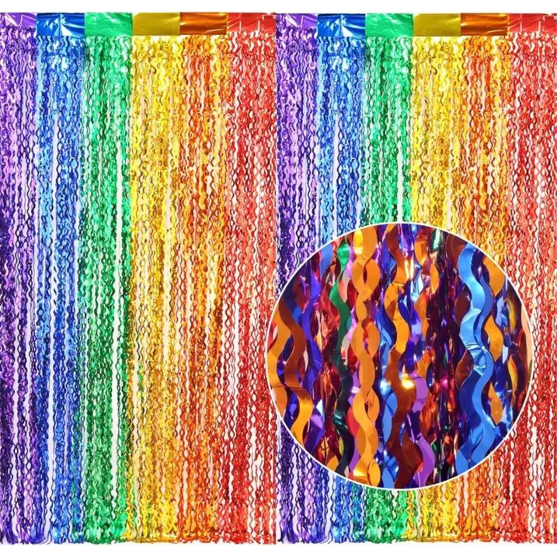 Wavy Tinsel Foil Fringe Curtain Background Decoration Rain Curtain Wedding Birthday Party Anniversary Christmas Decoration