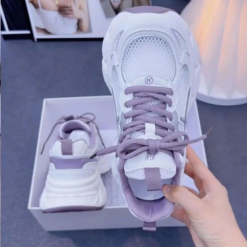 Popular Feet Small Mesh Breathable Dad Shoes Women's 2025 Summer New Versatile Comfortable and Lightweight Casual Sports Shoes