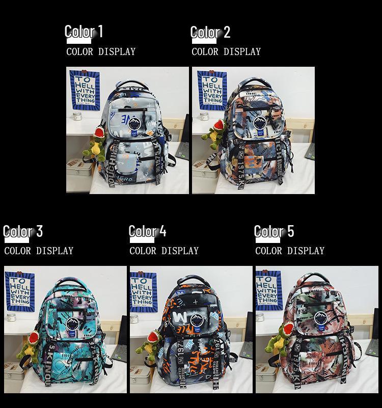 Spot Graffiti Streetwear Lightweight Backpack for Students & Casual Use