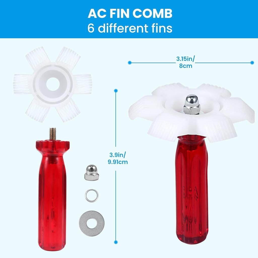 Set Pulitore Alette Condizionatore Aria Spazzola Pulizia Bobine AC 5 Pettini Alette Diversi Raddrizza Alette Condensatore Pettine Evaporatore AC Strumento Pulizia Riparazione Radiatore
