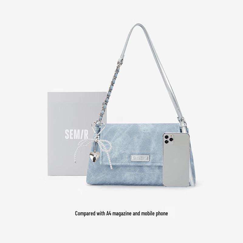 Semir Retro Faux Denim Chain Envelope Shoulder Bag