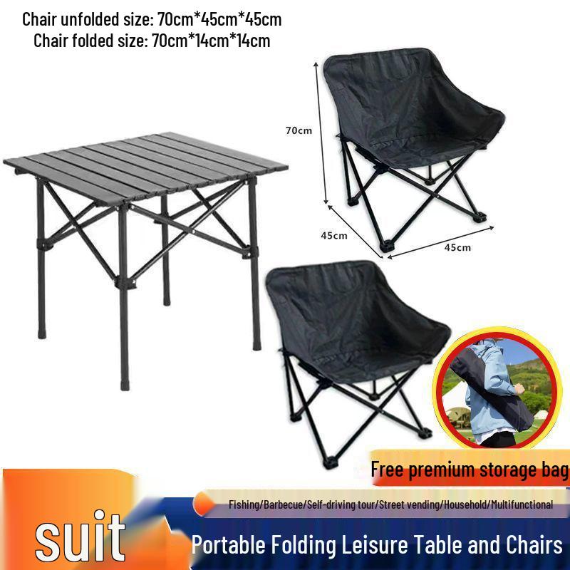 Portable Metal Folding Moon Chair with Backrest for Outdoor Camping and Picnics