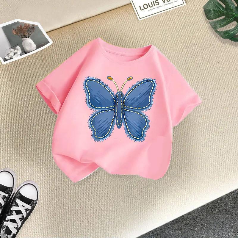 T-shirt décontracté à manches courtes pour enfants - T-shirt d'été ample pour filles avec nœud