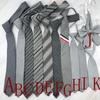 Stripe Gray Horizontal Tie Neck Flower Adults School Casual Decoration Attire