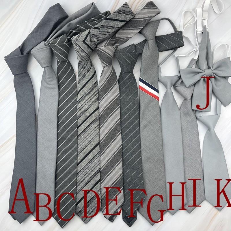 Stripe Gray Horizontal Tie Neck Flower Adults School Casual Decoration Attire