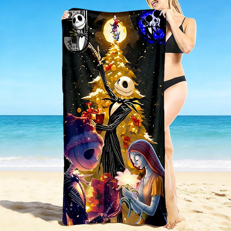 1Pc Nightmare Before Christmas Beach Towel, Quick Dry, Multi-Use for Beach Pool Gym Yoga Home Travel, Christmas, Halloween, Xmas Gift S57