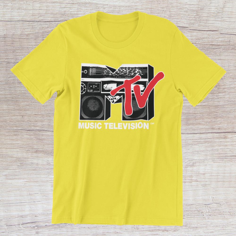 Mtv Music Television Tshirt 90s Old School Logo Boombox On Ring Spun Cotton Tee