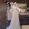 One-word Shoulder Tube Top Light Wedding Dress 1011 New Bride Niche Morning Robe Engagement Dress Dress Super Fairy Beautiful Going Out Dress