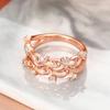 Rose Gold Waterdrop Pattern Ring For Women Aesthetic Bridal Wedding Jewelry Creative Design Female Party Accessory