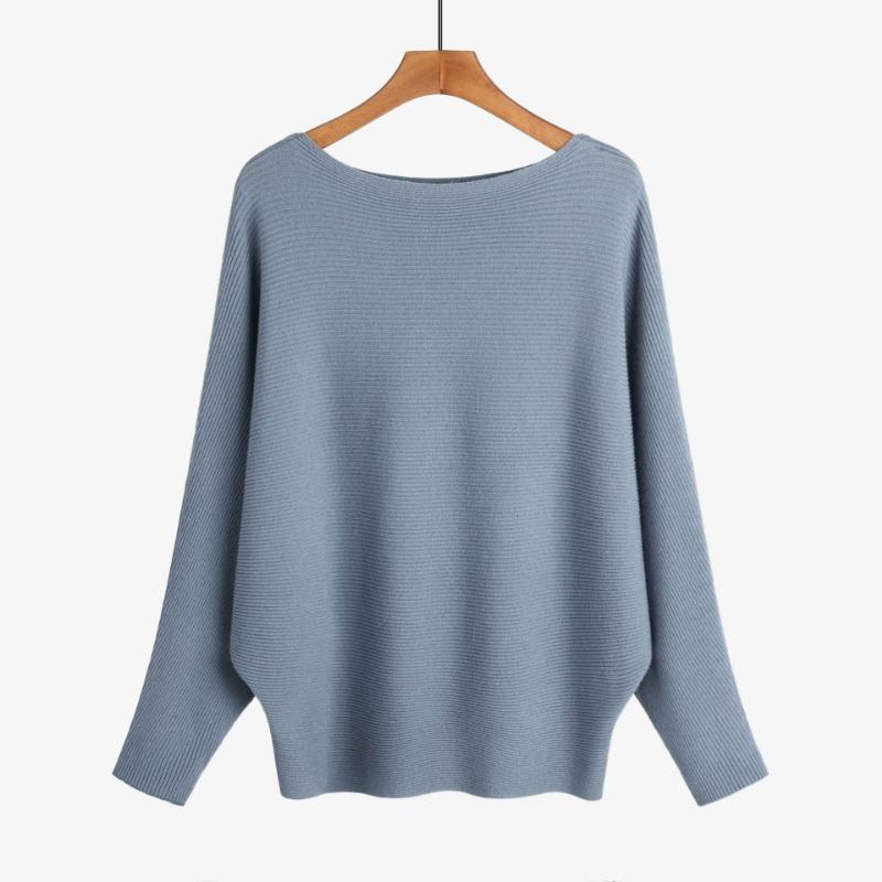 Loose Casual Fashion Bat Long Sleeve Women Sweater Solid Color Pullover Autumn Winter Knitted Tops Elegant Simple Sweaters Basic Clothing