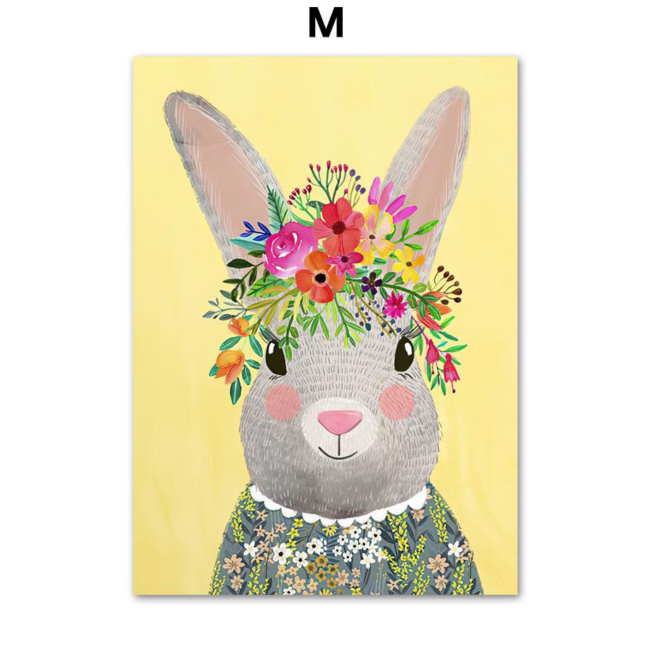 

Медведь, кошка, гепард, панда, слон, кролик, цветы, настенная живопись на холсте, постеры на скандинавскую тему и принты, настенные панно, декор для детской комнаты 30X40cm No Framed