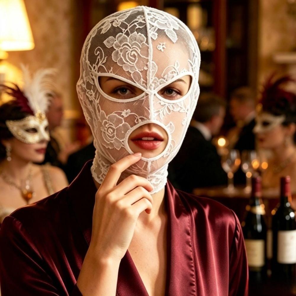 Full Face Lace Mask See Through Cosplay Eye Mask Festival Head Cover  Party