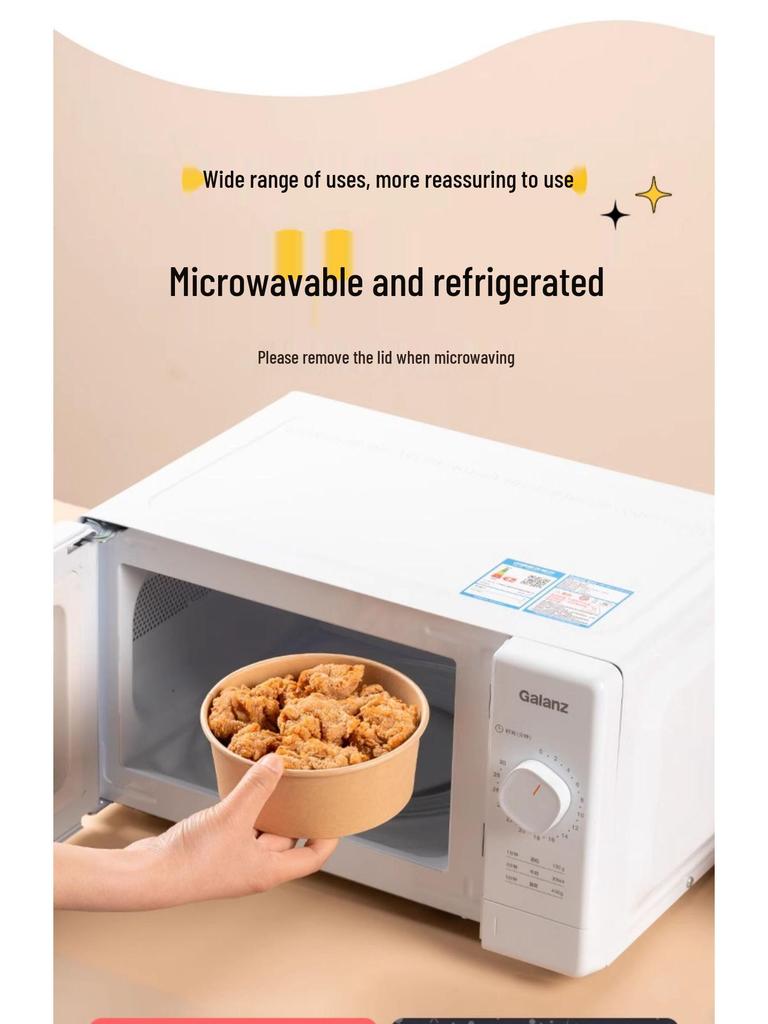 Kraft Paper Disposable Bowl - Ideal for Rice, Salad, Lunch, Takeout, Fast Food, and Fruit.
