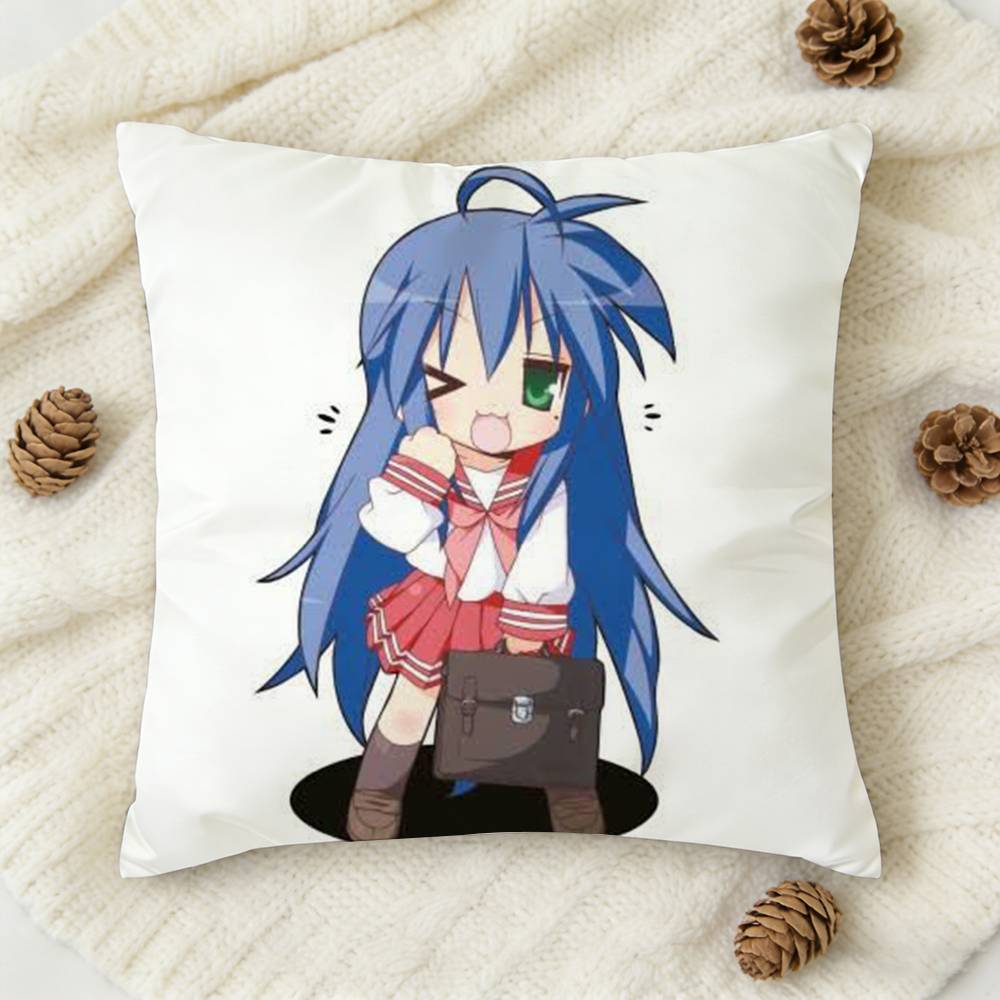 Cute I-Izumi K-Konata Double-Sided Printed Square Decorative Cushion Cover For Sofa Living Room Home Decor